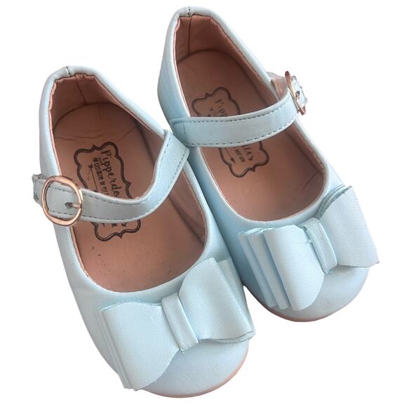 Pipperdoodles 23(6) Light‎ Blue Bow shoes Toddler Whimsical MaryJane Style - Picture 1 of 4